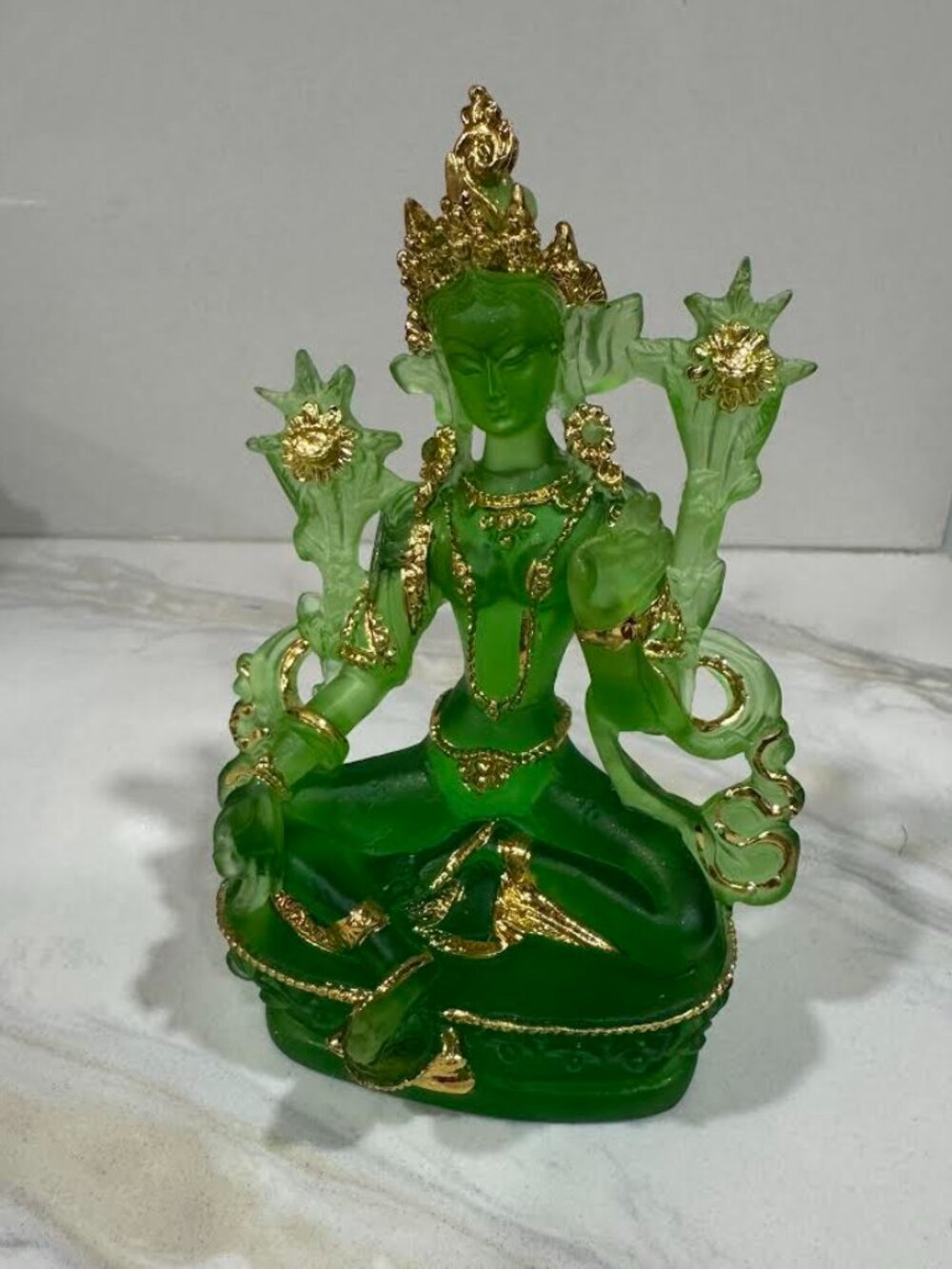 Tara Green Statue Buddhist Goddess Meditation Resin Buddha